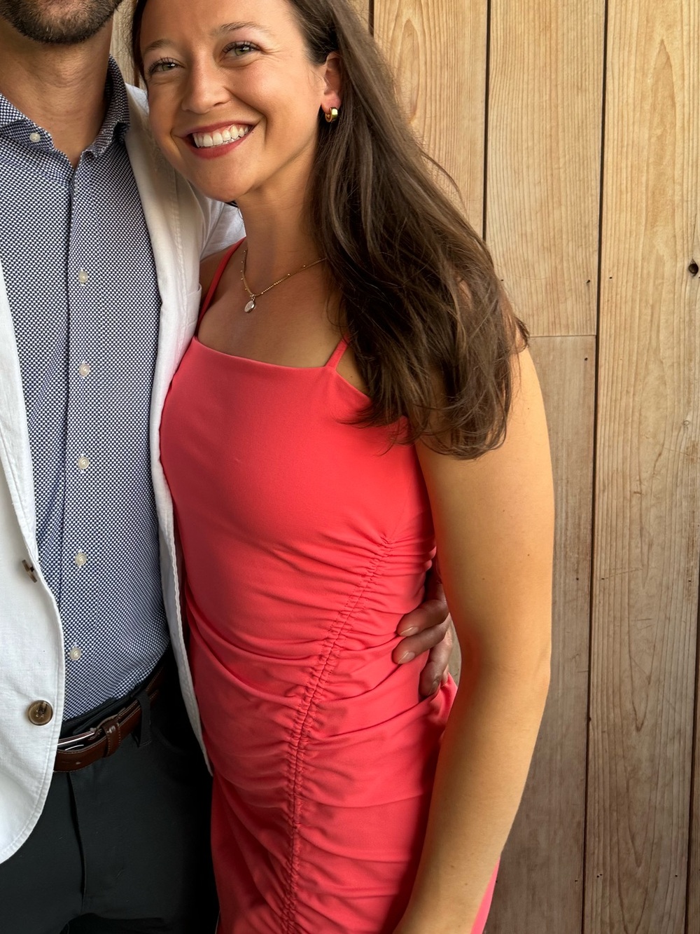 Susana Monaco Coral Spaghetti-Strap Ruched Maxi Dress